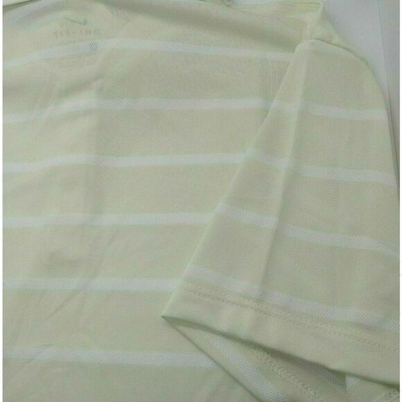 NIKE AJ5231133 WOMENS SZ M DRI-FIT STRIPE GOLF POLO SHIRT YELLOW WHITE - Picture 4 of 4